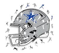 Iconic Puzzles - Casque Dallas Cowboys, Puzzle en Bois sous Licence Officielle NFL, 100% Durable, Cadeau pour Adultes et Enfants, Taille S, 150 pièces