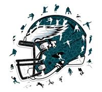 Iconic Puzzles - Casque Philadelphia Eagles, Puzzle en Bois sous Licence Officielle NFL, 100% Durable, Cadeau pour Adultes et Enfants, Taille S, 150 pièces