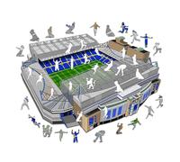 Iconic Puzzles, Chelsea FC Stamford Bridge, Puzzle en Bois 100% éco-Durable avec Licence Officielle, Taille M, 270 pièces