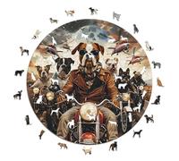 Iconic Puzzles - Chiens motocyclistes, Animaux fantastiques, Puzzle en Bois 100% Durable, Cadeaux pour Enfants et Adultes, Taille M, 350 pièces