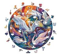 Iconic Puzzles - Cygnes Majestueux, Animaux fantastiques, Puzzle en Bois 100% Durable, Cadeaux pour Enfants et Adultes, Taille M, 350 pièces