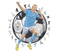 Iconic Puzzles - Manchester City, Erling Haaland, Puzzle en Bois sous Licence Officielle, 100% Durable, Cadeau pour Adultes et Enfants, Taille S, 150 pièces