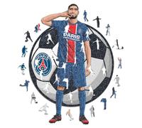 Iconic Puzzles - PSG, Achraf Hakimi, Puzzle en Bois sous Licence Officielle, 100% Durable, Cadeau pour Adultes et Enfants, Taille M, 270 pièces