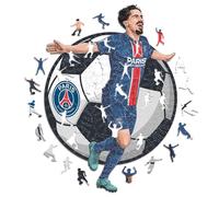 Iconic Puzzles - PSG, Vitinha, Puzzle en Bois sous Licence Officielle, 100% Durable, Cadeau pour Adultes et Enfants, Taille L, 500 pièces