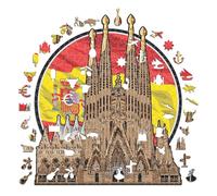 Iconic Puzzles - Sagrada Familia, Monuments emblématiques, Puzzle en Bois 100% éco-Durable, Cadeau pour Adultes et Enfants, Taille S, 150 pièces