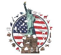 Iconic Puzzles, Statue de la Liberté, Monuments emblématiques, Puzzle en Bois 100% éco-Durable, Cadeau pour Adultes et Enfants, Taille L, 270 pièces
