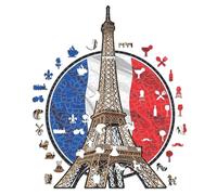 Iconic Puzzles, Tour Eiffel, Monuments emblématiques, Puzzle en Bois 100% éco-Durable, Cadeau pour Adultes et Enfants, Taille S, 150 pièces
