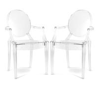 Iconik Interior Ghost Style Lot de 2 chaises de Salle à Manger Transparentes - Design avec accoudoirs - Louis XIV Transparent