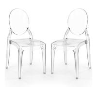 Iconik Interior Ghost Style Lot de 2 chaises de Salle à Manger Transparentes - Estilo Victoria Transparent