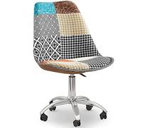 Iconik Interior Patchwork Style Chaise de Bureau Pivotante - Tissu Patchwork - Patty Multicolore