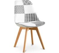Iconik Interior Patchwork Style Chaise de Salle à Manger - Tapisserie Patchwork Noir et Blanc - Nouvelle édition - Sam Blanc/Noir