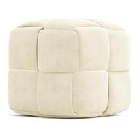 Iconik Interior Pouf Carré Tapissé en Velours Côtelé - Design Moderne - Cube Ivoire