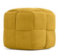 Iconik Interior Pouf Carré Tapissé en Velours Côtelé - Design Moderne - Cube Moutarde