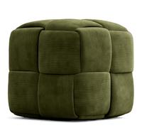 Iconik Interior Pouf Carré Tapissé en Velours Côtelé - Design Moderne - Cube Olive