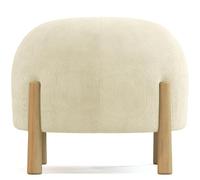 Iconik Interior Pouf Rond Tapissé en Velours Côtelé avec Pieds en Bois Naturel - Marrakesh Ivoire