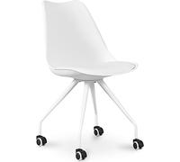 Iconik Interior Scandinavian Style Chaise de Bureau à roulettes - Chaise de Bureau Blanche - Canva Blanc