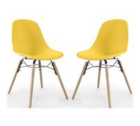 Iconik Interior Scandinavian Style Chaise de Salle à Manger - Design Scandinave - Pieds en Bois - Lot de 2 - Skögur Jaune