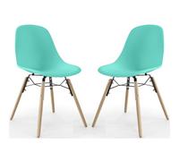 Iconik Interior Scandinavian Style Chaise de Salle à Manger - Design Scandinave - Pieds en Bois - Lot de 2 - Skögur Turquoise