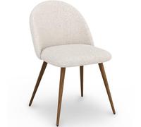 Iconik Interior Scandinavian Style Chaise de Salle à Manger - Tapissée en Tissu bouclé - Scandinave - Evelyne Blanc