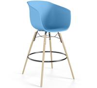 Iconik Interior Scandinavian Style Tabouret de Bar - Design Scandinave - Pieds en Bois Naturel - Melania Bleu