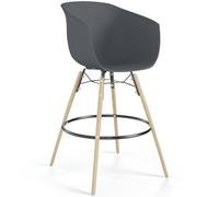 Iconik Interior Scandinavian Style Tabouret de Bar - Design Scandinave - Pieds en Bois Naturel - Melania Gris foncé