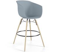 Iconik Interior Scandinavian Style Tabouret de Bar - Design Scandinave - Pieds en Bois Naturel - Melania Gris Clair