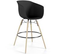 Iconik Interior Scandinavian Style Tabouret de Bar - Design Scandinave - Pieds en Bois Naturel - Melania Noir