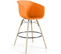 Iconik Interior Scandinavian Style Tabouret de Bar - Design Scandinave - Pieds en Bois Naturel - Melania Orange