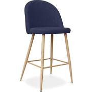 Iconik Interior Scandinavian Style Tabouret tapissé en Tissu - Design scandinave - 66cm - Evelyne Bleu foncé