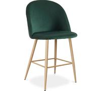 Iconik Interior Scandinavian Style Tabouret tapissé en Velours - Design scandinave - 66cm - Evelyne Vert foncé