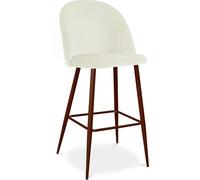 Iconik Interior Scandinavian Style Tabouret tapissé en Velours - Design scandinave - Evelyne Crème