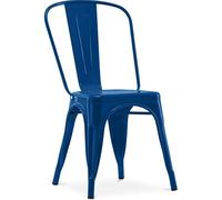 Iconik Interior Tolix Style Chaise de Salle à Manger - Design Industriel - Acier - Nouvelle édition - Stylix Bleu foncé
