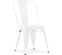 Iconik Interior Tolix Style Chaise de Salle à Manger - Design Industriel - Acier - Nouvelle édition - Stylix Blanc