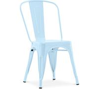 Iconik Interior Tolix Style Chaise de Salle à Manger - Design Industriel - Acier - Nouvelle édition - Stylix Bleu Clair