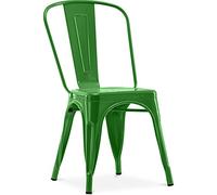 Iconik Interior Tolix Style Chaise de Salle à Manger - Design Industriel - Acier - Nouvelle édition - Stylix Vert