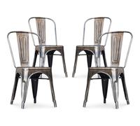 Iconik Interior Tolix Style Lot de 4 chaises de Salle à Manger - Design Industriel - Nouvelle édition - Stylix Bronze métallisé