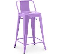 Iconik Interior Tolix Style Tabouret de Bar avec Dossier - Design Industriel - 60cm - Nouvelle édition - Stylix Violet Clair