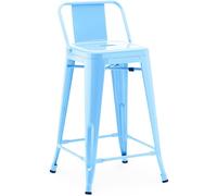 Iconik Interior Tolix Style Tabouret de Bar avec Dossier - Design Industriel - 60cm - Nouvelle édition - Stylix Bleu Pastel