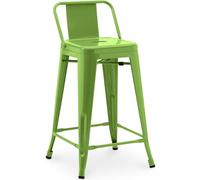 Iconik Interior Tolix Style Tabouret de Bar avec Dossier - Design Industriel - 60cm - Nouvelle édition - Stylix Vert Clair
