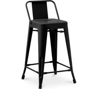 Iconik Interior Tolix Style Tabouret de Bar avec Dossier - Design Industriel - 60cm - Nouvelle édition - Stylix Noir