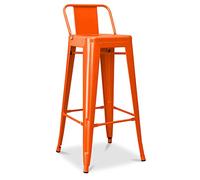 Iconik Interior Tolix Style Tabouret de Bar avec Dossier - Design Industriel - 76cm - Nouvelle édition - Stylix Orange