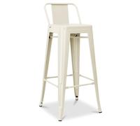 Iconik Interior Tolix Style Tabouret de Bar avec Dossier - Design Industriel - 76cm - Nouvelle édition - Stylix Crème