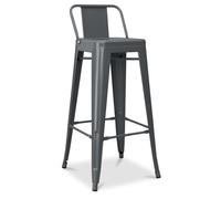 Iconik Interior Tolix Style Tabouret de Bar avec Dossier - Design Industriel - 76cm - Nouvelle édition - Stylix Gris foncé