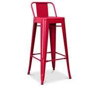 Iconik Interior Tolix Style Tabouret de Bar avec Dossier - Design Industriel - 76cm - Nouvelle édition - Stylix Rouge
