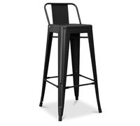 Iconik Interior Tolix Style Tabouret de Bar avec Dossier - Design Industriel - 76cm - Nouvelle édition - Stylix Noir