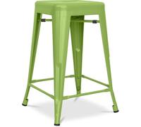 Iconik Interior Tolix Style Tabouret de Bar - Design Industriel - Acier Mat - 60cm - Nouvelle édition - Stylix Vert Clair