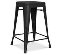 Iconik Interior Tolix Style Tabouret de Bar - Design Industriel - Acier Mat - 60cm - Nouvelle édition - Stylix Noir