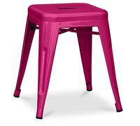 Iconik Interior Tolix Style Tabouret Design Industriel - 45cm - Nouvelle Édition - Stylix Fuchsia