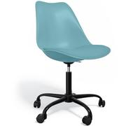 Iconik Interior Tulip Style Chaise de Bureau avec roulettes - Chaise de Bureau pivotante - Structure Noire Tulip Aquamarine