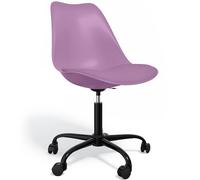 Iconik Interior Tulip Style Chaise de Bureau avec roulettes - Chaise de Bureau pivotante - Structure Noire Tulip Violet Pastel